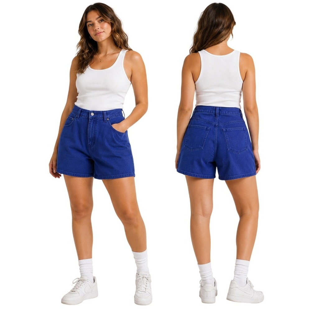 Vintage Limited Express‎ Women's Shorts  80s High Rise Bright Blue Textured Sz 6